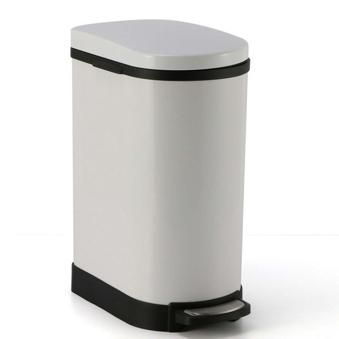 Premium Foot Pedal Stainless Steel Rubbish Recycling Garbage Waste Trash Bin 10L U White - image1