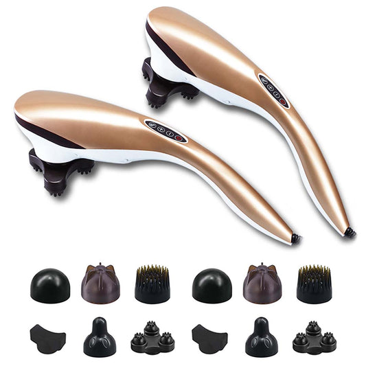 Premium 2X 6 Heads Portable Handheld Massager Soothing Stimulate Blood Flow Shoulder Gold - image1