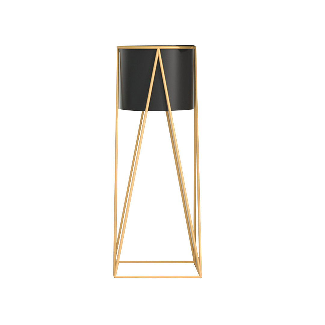 Premium 50cm Gold Metal Plant Stand with Black Flower Pot Holder Corner Shelving Rack Indoor Display - image1