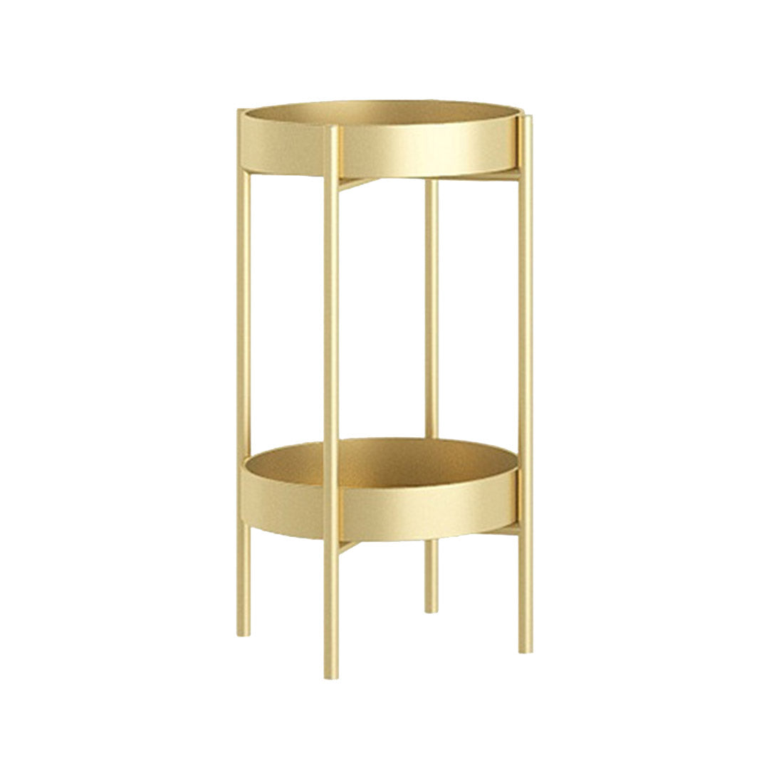 Premium 2 Layer 50cm Gold Metal Plant Stand Flower Pot Holder Corner Shelving Rack Indoor Display - image1