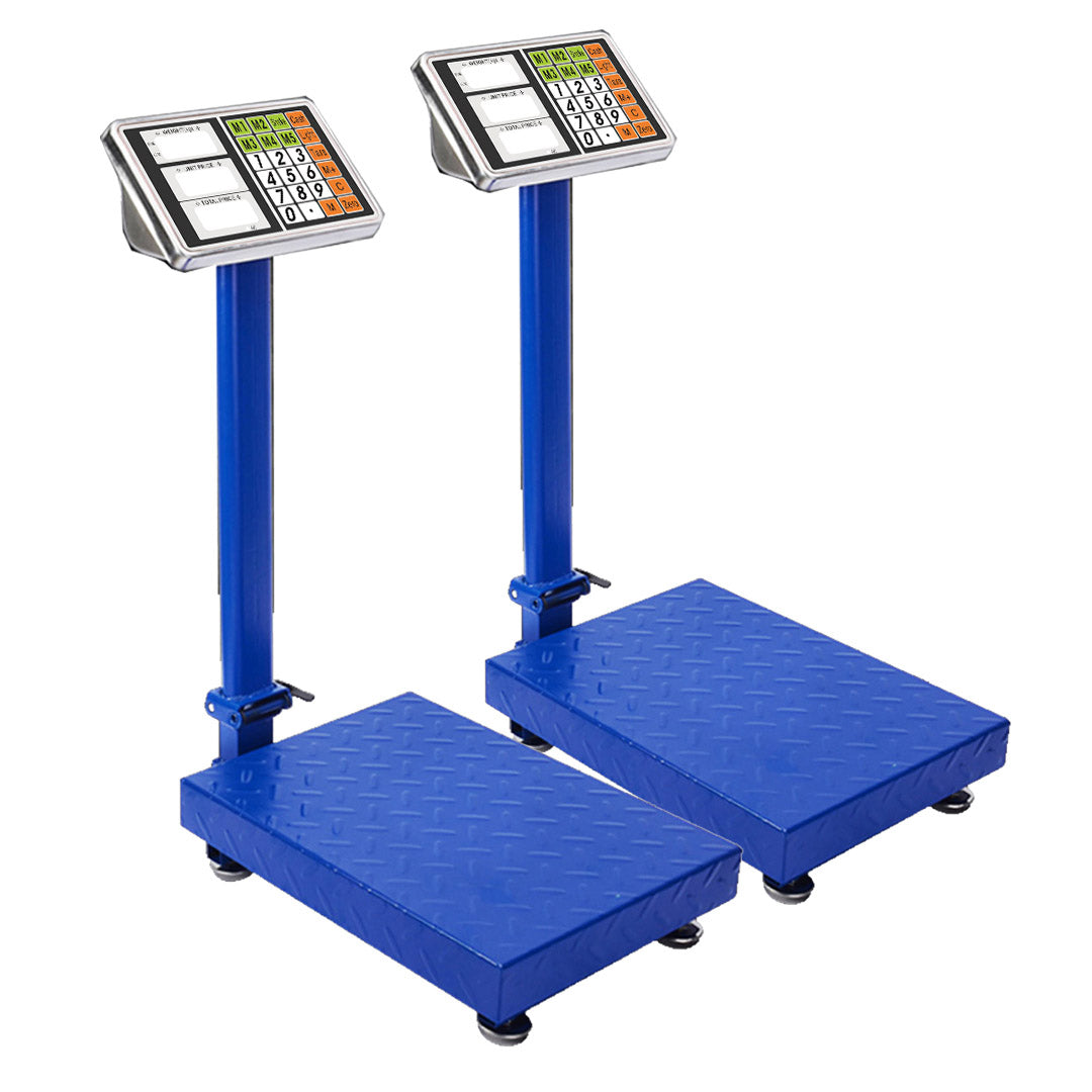 Premium 2X 150kg Electronic Digital Platform Scale Computing Shop Postal Weight Blue - image1