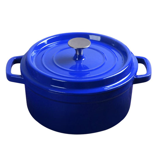 Premium Cast Iron Enamel Porcelain Stewpot Casserole Stew Cooking Pot With Lid 3.6L Blue 24cm - image1