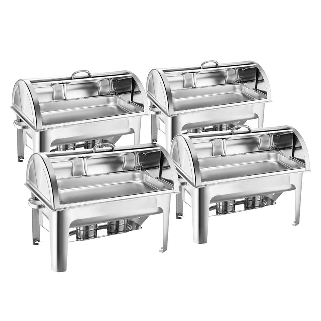 Premium 4X 9L Stainless Steel Full Size Roll Top Chafing Dish Food Warmer - image1