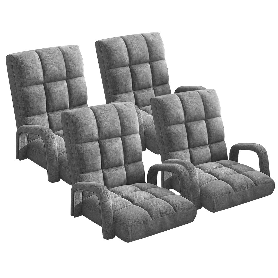 Premium 4X Foldable Lounge Cushion Adjustable Floor Lazy Recliner Chair with Armrest Grey - image1