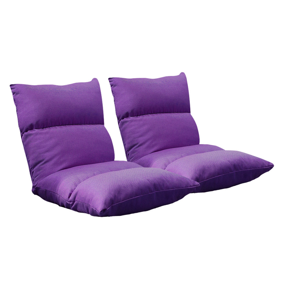 Premium 2X Lounge Floor Recliner Adjustable Lazy Sofa Bed Folding Game Chair Purple - image1