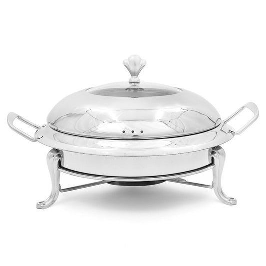 Stainless Steel Round Buffet Chafing Dish Cater Food Warmer Chafer with Glass Top Lid - image1