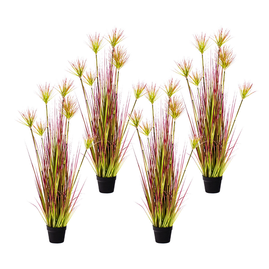 Premium 4X 120cm Purple-Red Artificial Indoor Potted Papyrus Plant Tree Fake Simulation Decorative - image1