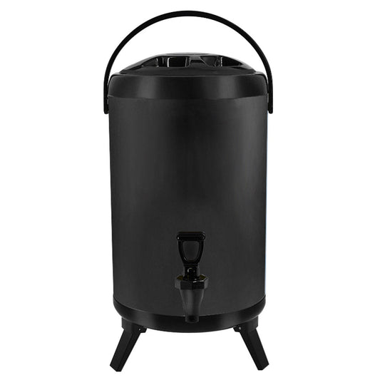 8L Stainless Steel Insulated Milk Tea Barrel Hot and Cold Beverage Dispenser Container with Faucet Black - image1