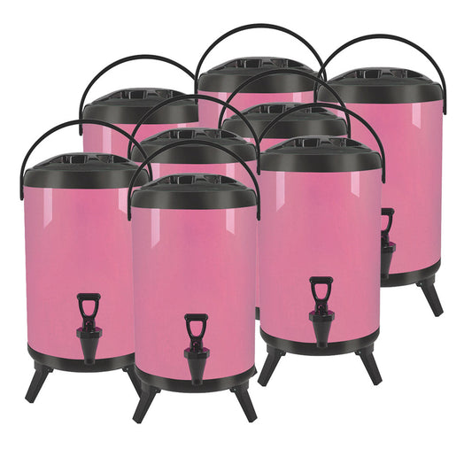 Premium 8X 8L Stainless Steel Insulated Milk Tea Barrel Hot and Cold Beverage Dispenser Container with Faucet Pink - image1