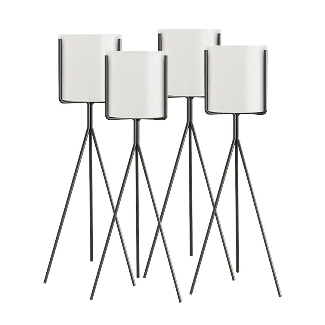 Premium 4X 80cm Tripod Flower Pot Plant Stand with White Flowerpot Holder Rack Indoor Display - image1