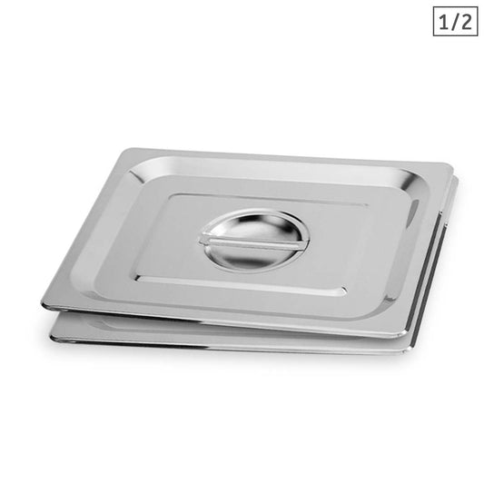 Premium 2X Gastronorm GN Pan Lid Full Size 1/2 Stainless Steel Tray Top Cover - image1