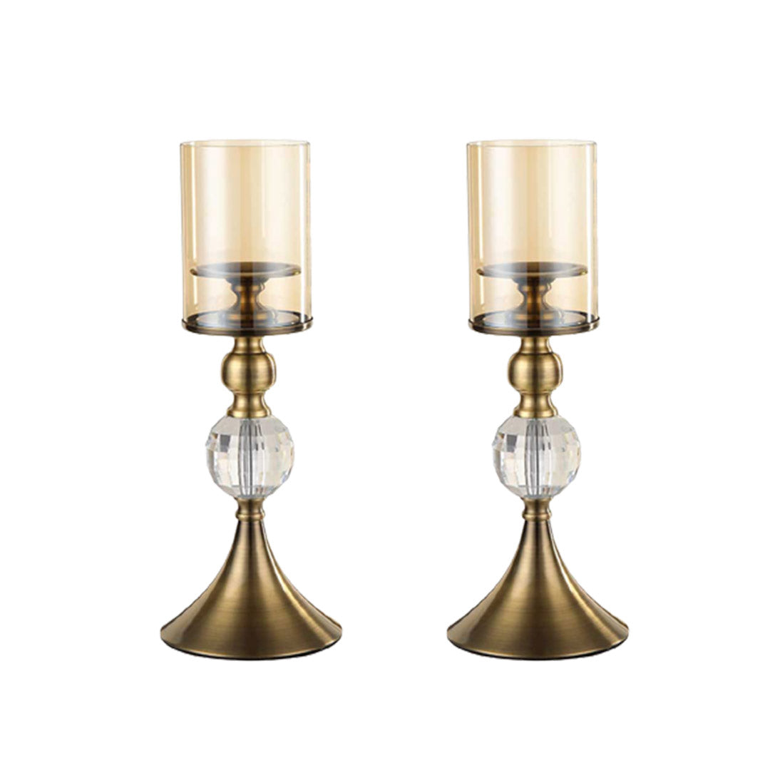 Premium 2X 38cm Glass Candle Holder Candle Stand Glass/Metal - image1