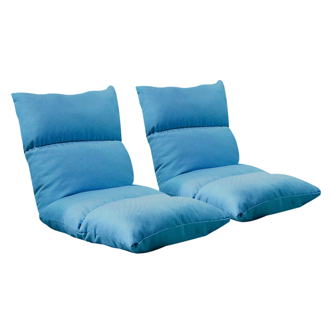 Premium 2X Lounge Floor Recliner Adjustable Lazy Sofa Bed Folding Game Chair Blue - image1