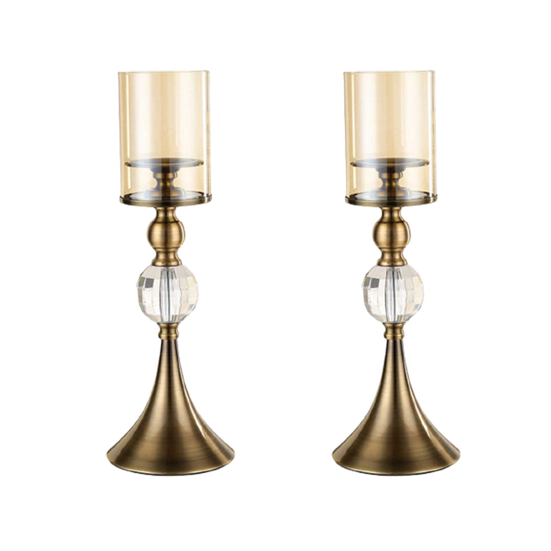 Premium 2X 43cm Glass Candle Holder Candle Stand Glass/Metal - image1