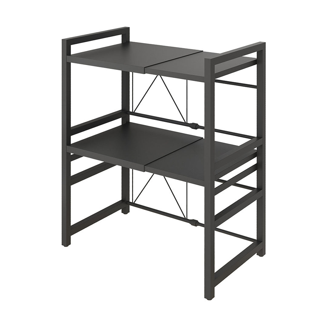 Premium 3 Tier Steel Black Retractable Kitchen Microwave Oven Stand Multi-Functional Shelves Storage Organizer - image1