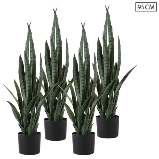 Premium 4X 95cm Artificial Indoor Snake Sansevieria Plant Fake Decoration Tree Flower Pot - image1