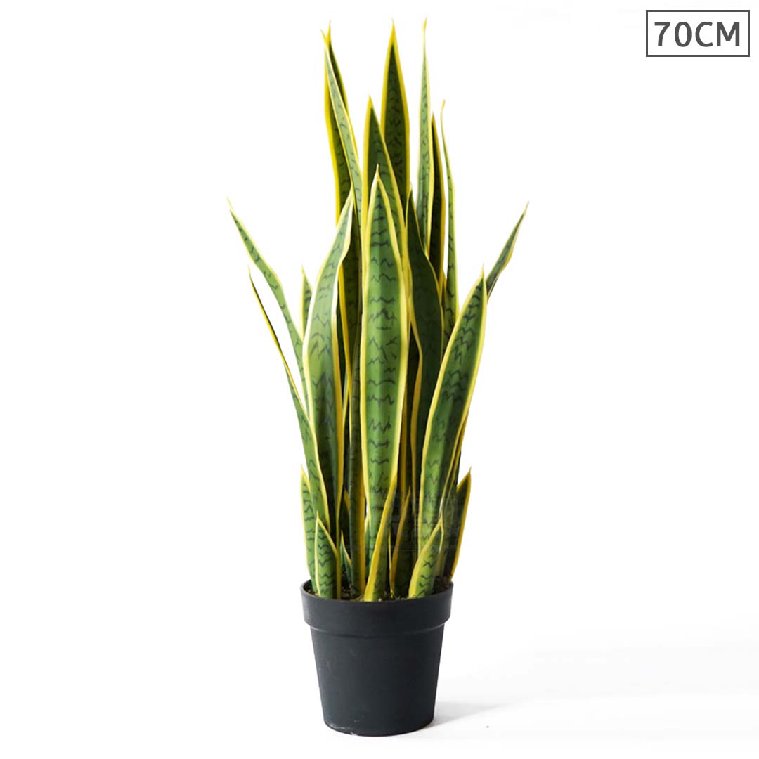 Premium 70cm Artificial Indoor Yellow Edge Tiger Piran Fake Decoration Tree Flower Pot Plant - image1