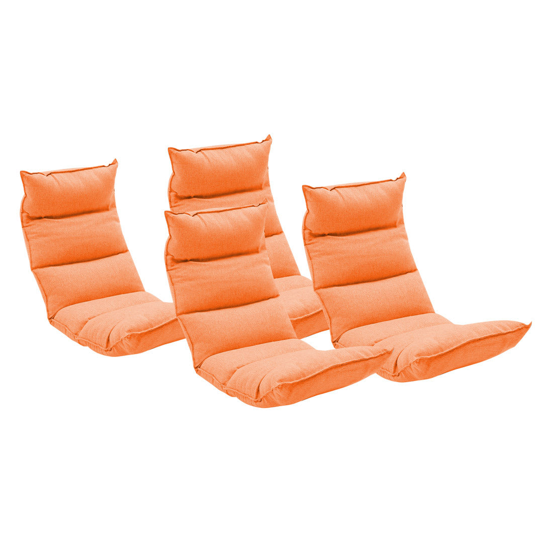 Premium 4X Foldable Tatami Floor Sofa Bed Meditation Lounge Chair Recliner Lazy Couch Orange - image1