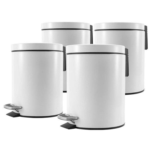 Premium 4X Foot Pedal Stainless Steel Rubbish Recycling Garbage Waste Trash Bin Round 7L White - image1