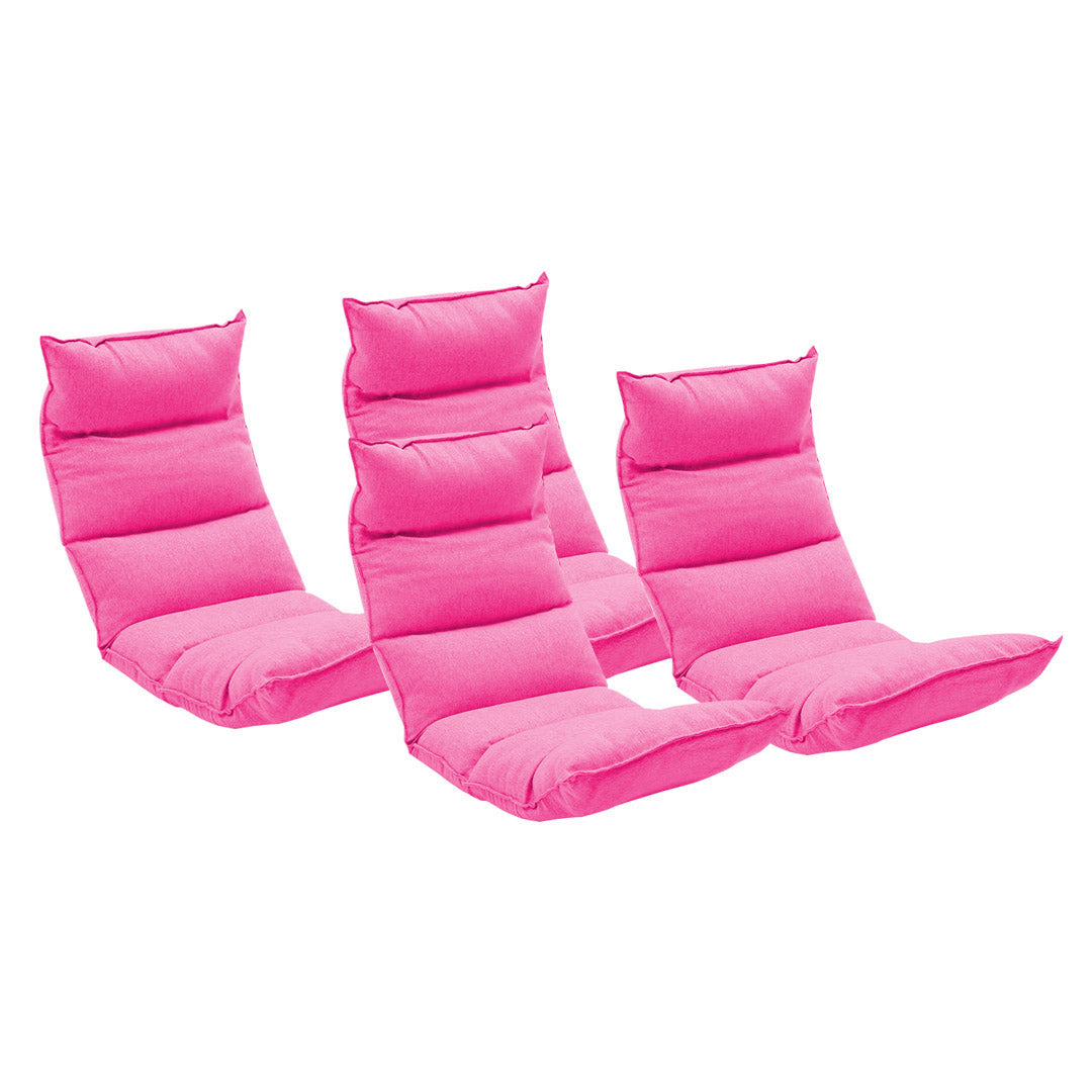 Premium 4X Foldable Tatami Floor Sofa Bed Meditation Lounge Chair Recliner Lazy Couch Pink - image1