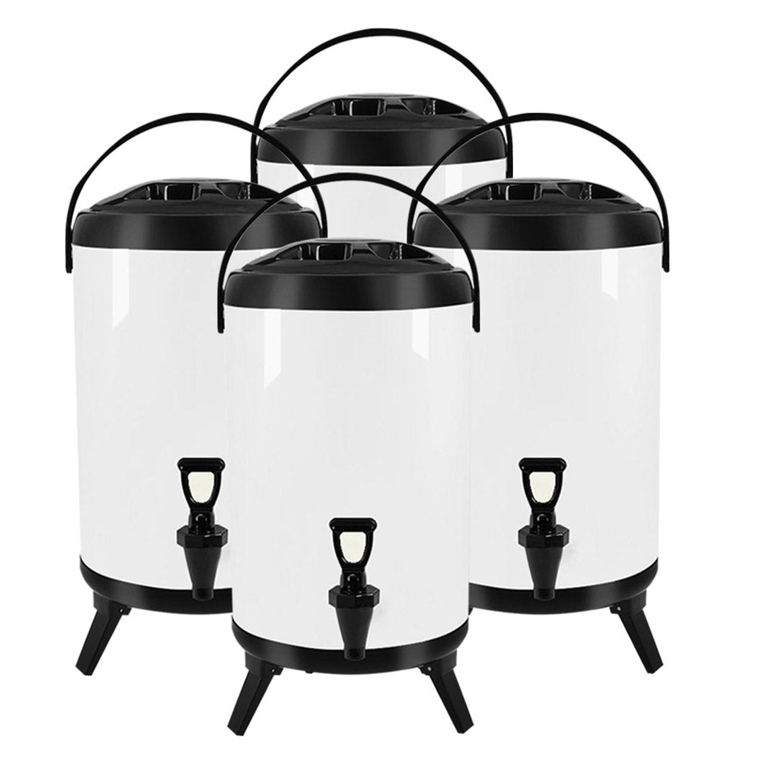 Premium 4X 16L Stainless Steel Insulated Milk Tea Barrel Hot and Cold Beverage Dispenser Container with Faucet White - image1