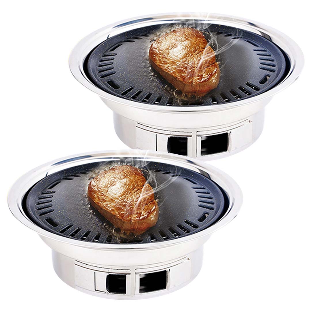 Premium 2x BBQ Grill Stainless Steel Portable Smokeless Charcoal Grill Home Outdoor Camping - image1