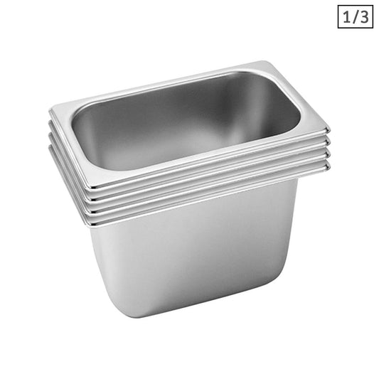 Premium 4X Gastronorm GN Pan Full Size 1/3 GN Pan 20cm Deep Stainless Steel Tray - image1