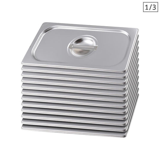 Premium 12X Gastronorm GN Pan Lid Full Size 1/3 Stainless Steel Tray Top Cover - image1