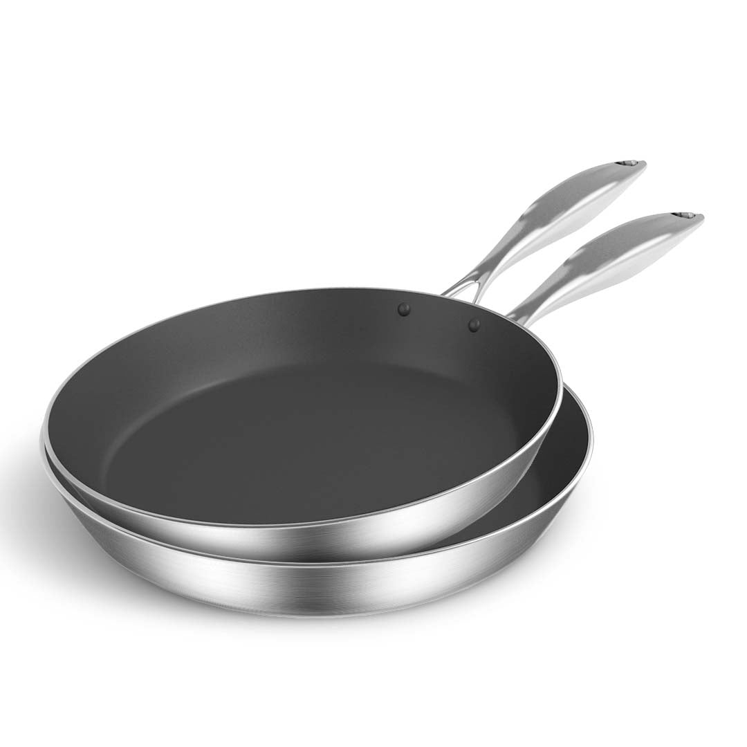 Premium Stainless Steel Fry Pan 24cm 28cm Frying Pan Induction Non Stick Interior - image1