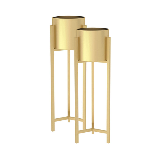 Premium 2X 75cm Gold Metal Plant Stand with Flower Pot Holder Corner Shelving Rack Indoor Display - image1