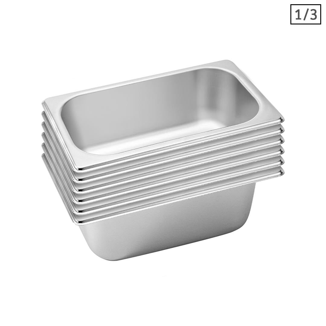 Premium 6X Gastronorm GN Pan Full Size 1/3 GN Pan 10cm Deep Stainless Steel Tray - image1