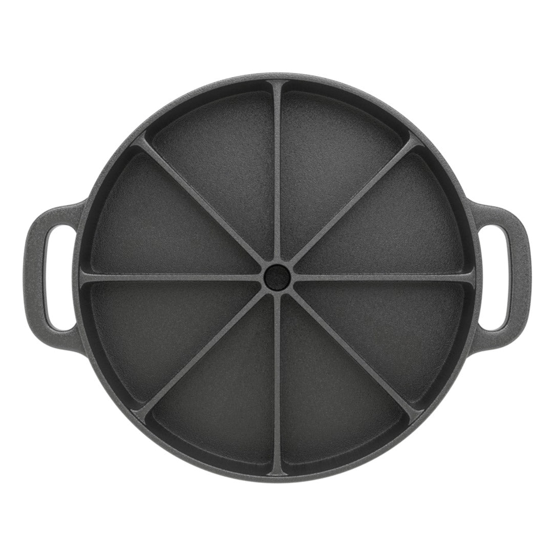 Premium 21.5CM Round Cast Iron Baking Wedge Pan Cornbread Cake 8-Slice Baking Dish with Handle - image1