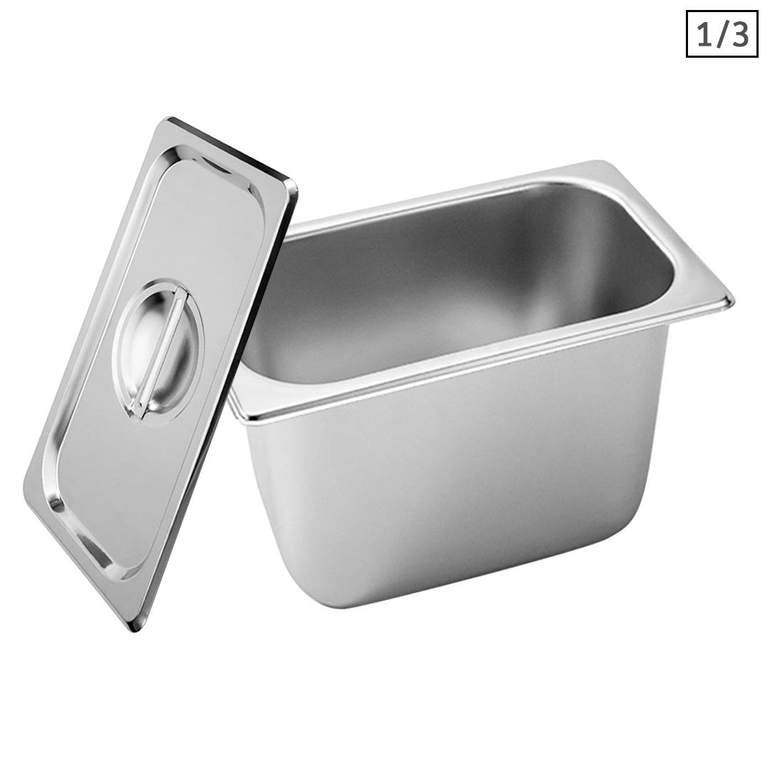 Premium Gastronorm GN Pan Full Size 1/3 GN Pan 20cm Deep Stainless Steel Tray with Lid - image1