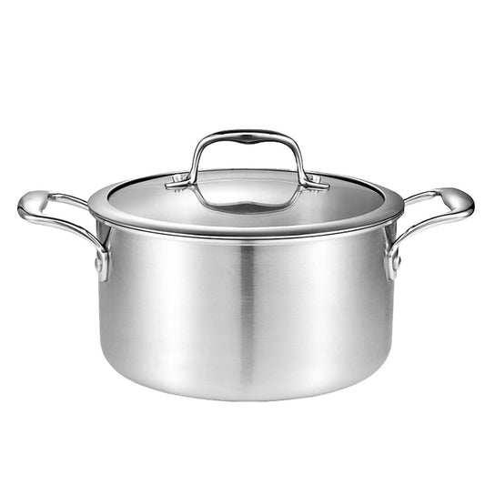 Premium 26cm Stainless Steel Soup Pot Stock Cooking Stockpot Heavy Duty Thick Bottom with Glass Lid - image1