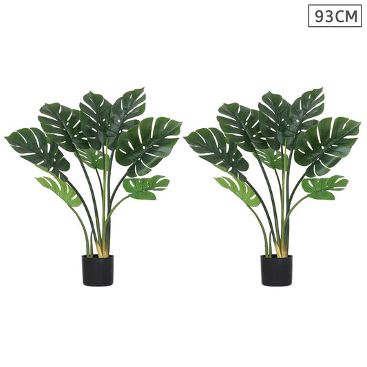 Premium 2X 93cm Artificial Indoor Potted Turtle Back Fake Decoration Tree Flower Pot Plant - image1