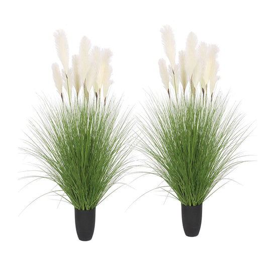 Premium 2X 137cm Green Artificial Indoor Potted Bulrush Grass Tree Fake Plant Simulation Decorative - image1