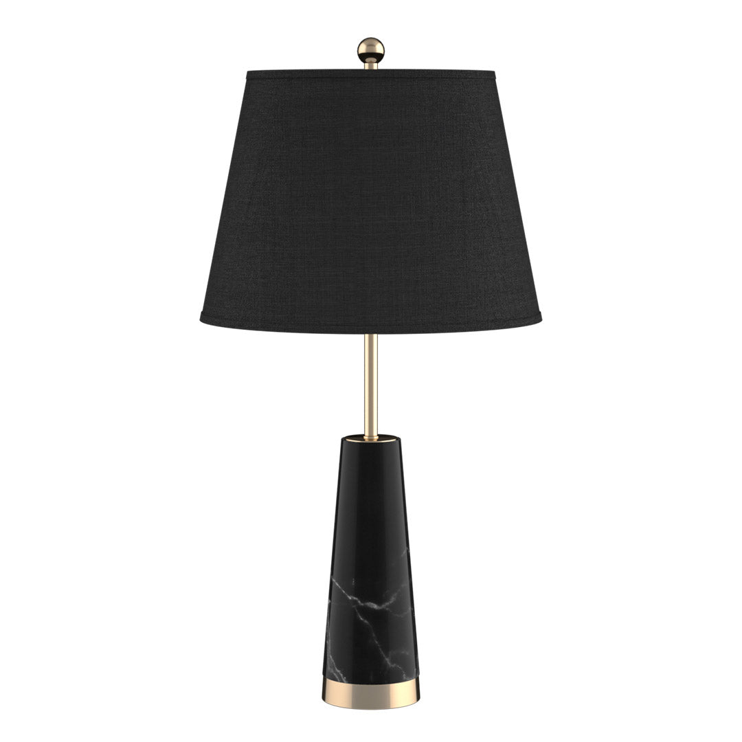 Premium 68cm Black Marble Bedside Desk Table Lamp Living Room Shade with Cone Shape Base - image1