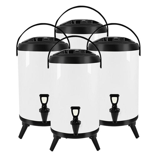 4X 10L Stainless Steel Insulated Milk Tea Barrel Hot and Cold Beverage Dispenser Container with Faucet White - image1