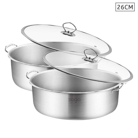 Premium 2X Stainless Steel  26cm Casserole With Lid Induction Cookware - image1