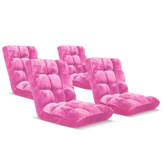 Premium Floor 4x Recliner Folding Lounge Sofa Futon Couch Folding Chair Cushion Light Pink - image1