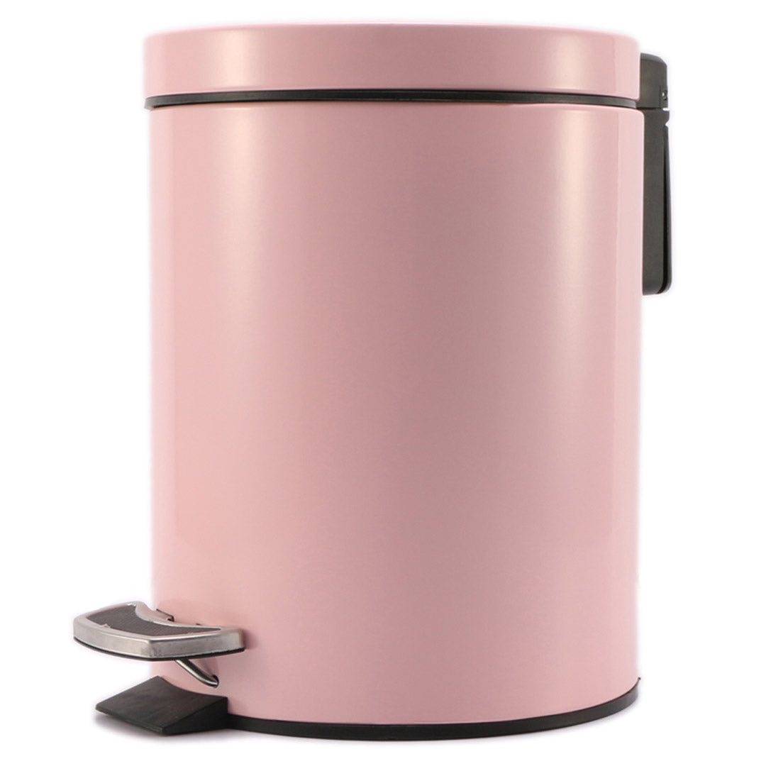 Premium 12L Modern Foot Pedal Trash Bin Waste Kitchen Bathroom Stainless Steel Round Pink - image1