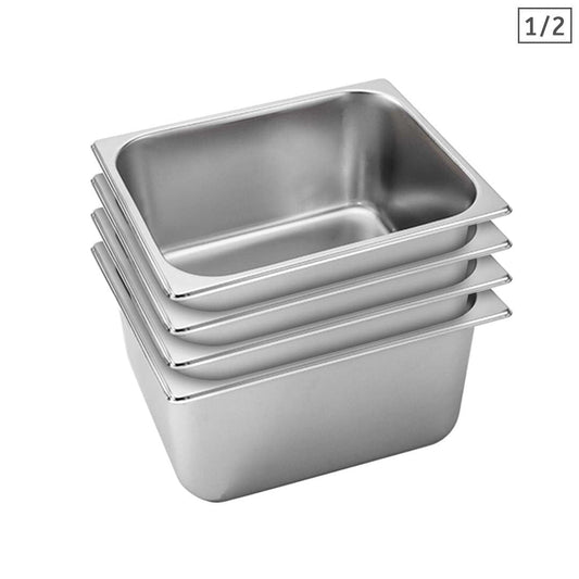 Premium 4X Gastronorm GN Pan Full Size 1/2 GN Pan 15cm Deep Stainless Steel Tray - image1