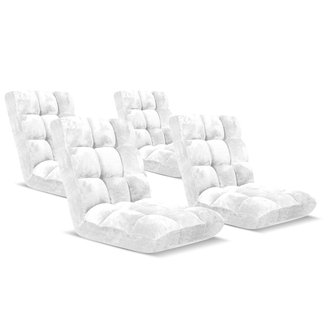 Floor Recliner Folding Lounge Sofa Futon Couch Folding Chair Cushion White x4 - image1