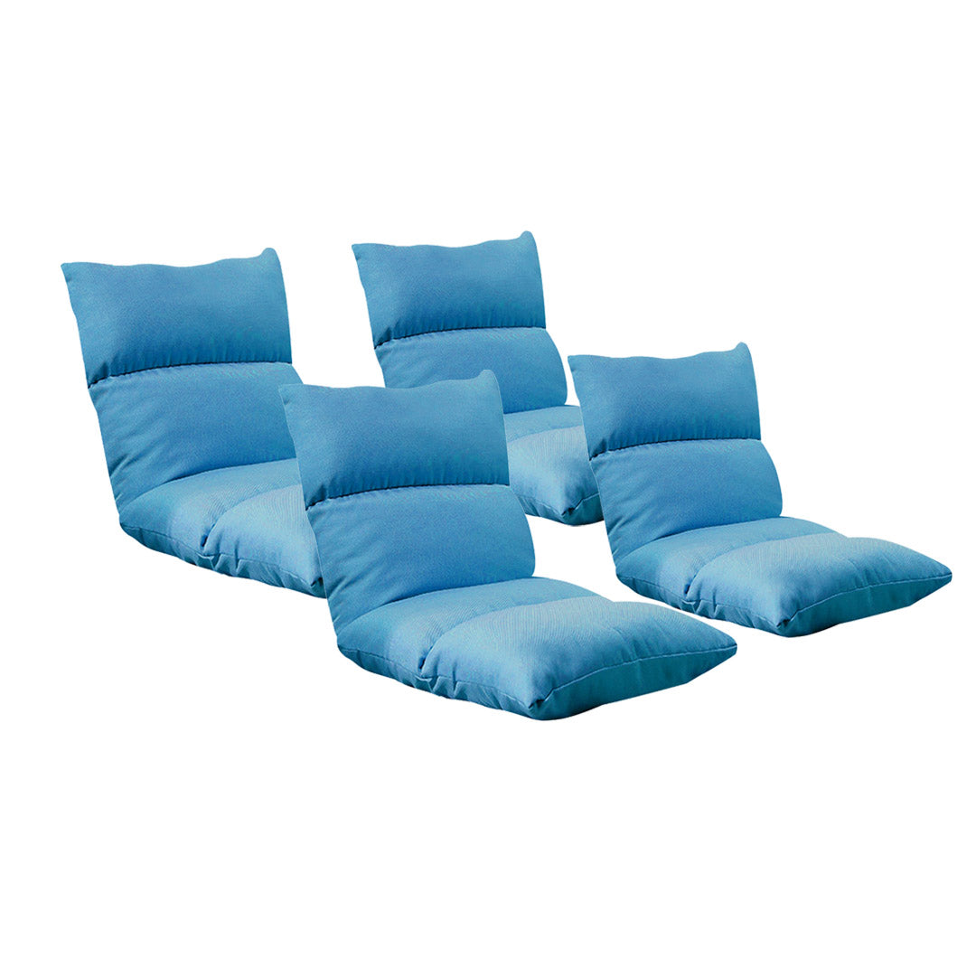 Premium 4X Lounge Floor Recliner Adjustable Lazy Sofa Bed Folding Game Chair Blue - image1