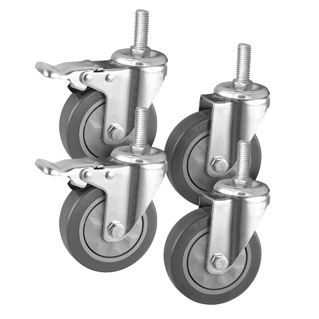 Premium 4" Heavy Duty Polyurethane Swivel Castor Wheels with 2 Lock Brakes Casters - image1