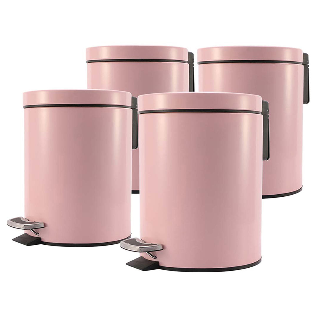 Premium 4X Foot Pedal Stainless Steel Rubbish Recycling Garbage Waste Trash Bin Round 12L Pink - image1