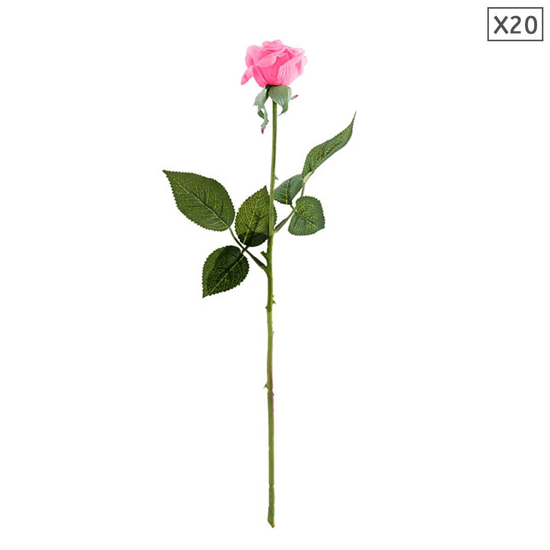 Premium 20pcs Artificial Silk Flower Fake Rose Bouquet Table Decor Pink - image1