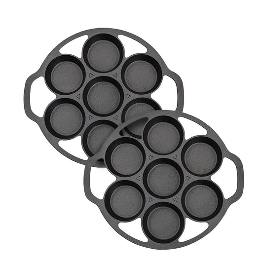 Premium 2X 32cm Cast Iron Takoyaki Fry Pan Octopus Balls Maker 7 Hole Cavities Grill Mold - image1