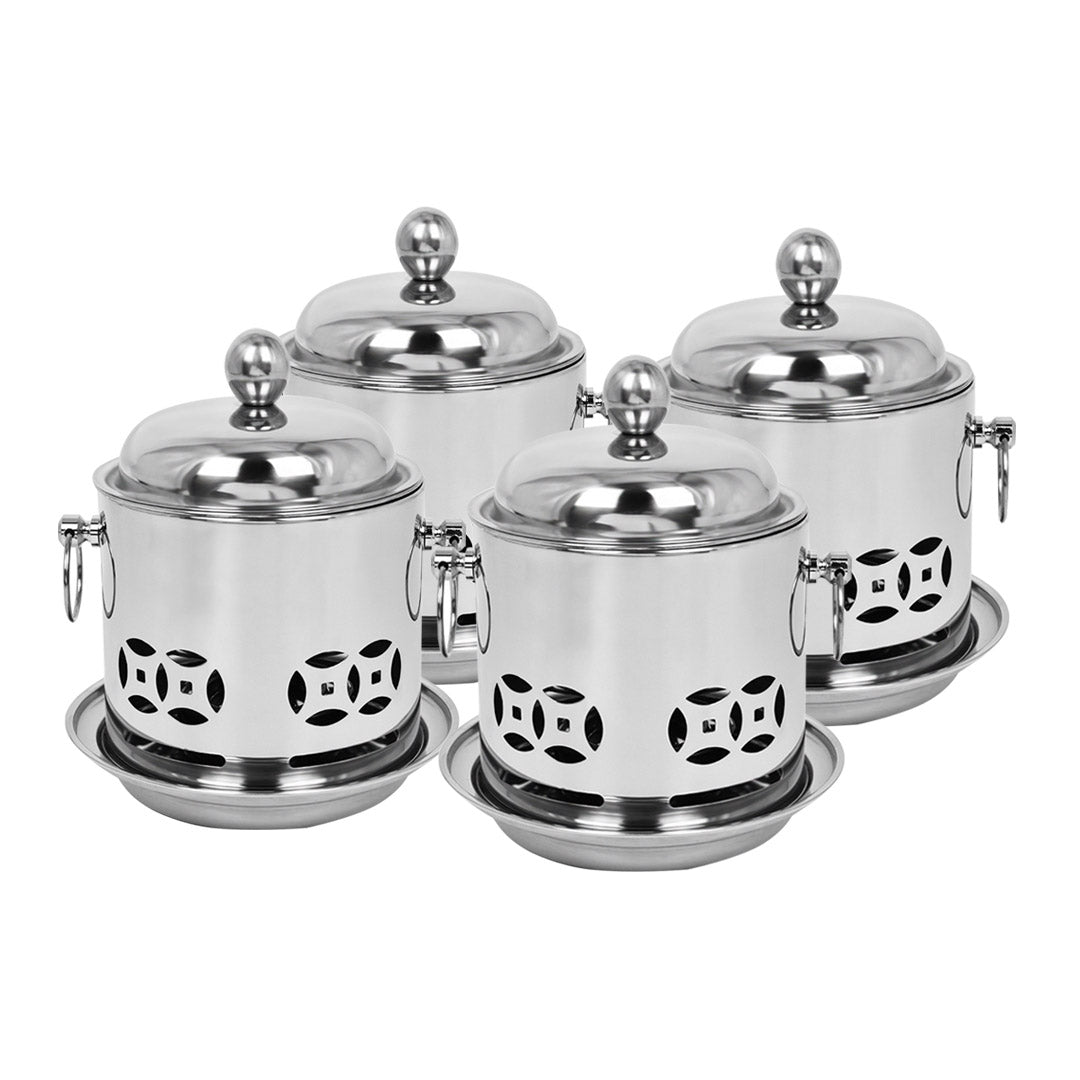 Premium 4X Stainless Steel Mini Asian Buffet Hot Pot Single Person Shabu Alcohol Stove Burner with Lid - image1