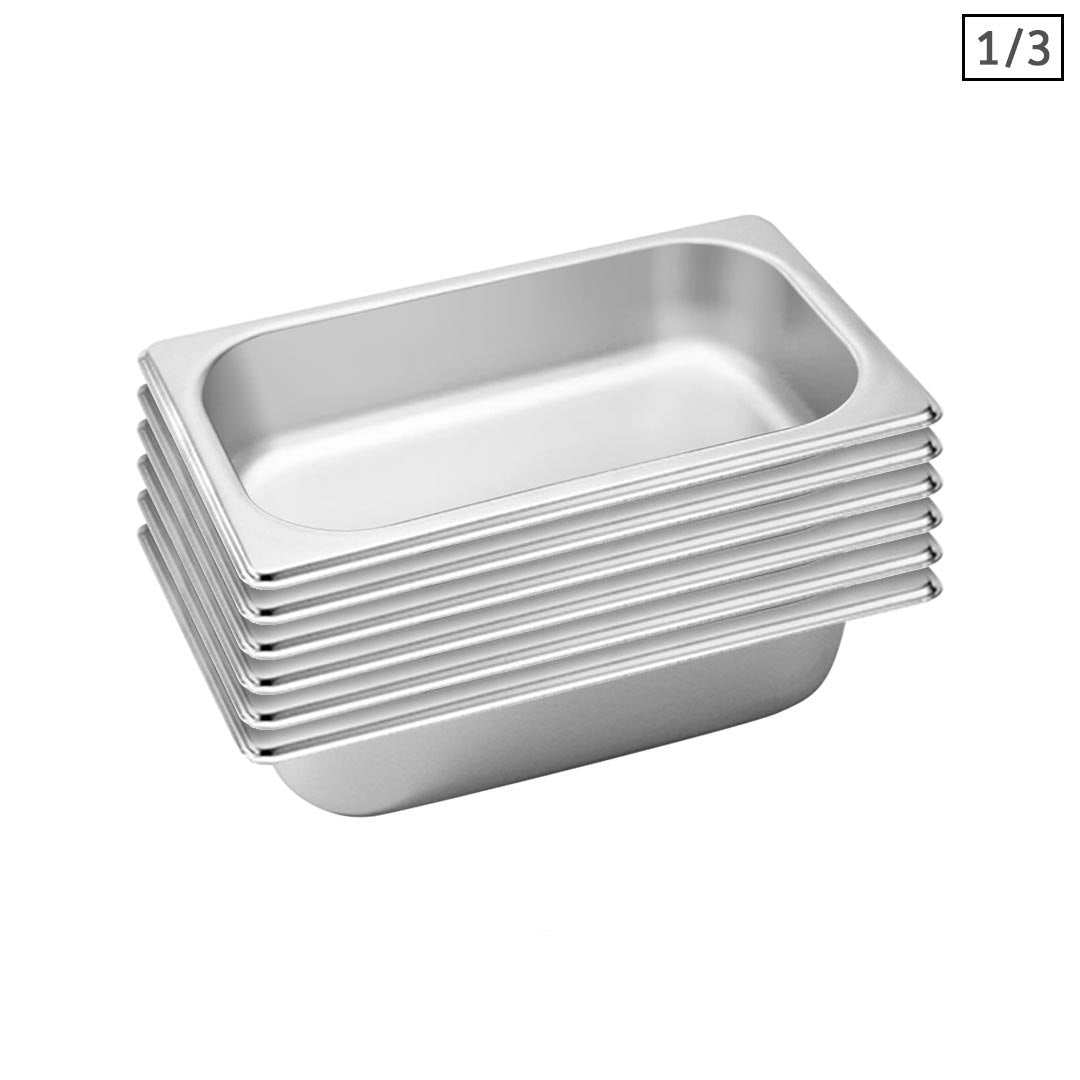 Premium 6X Gastronorm GN Pan Full Size 1/3 GN Pan 6.5 cm Deep Stainless Steel Tray - image1